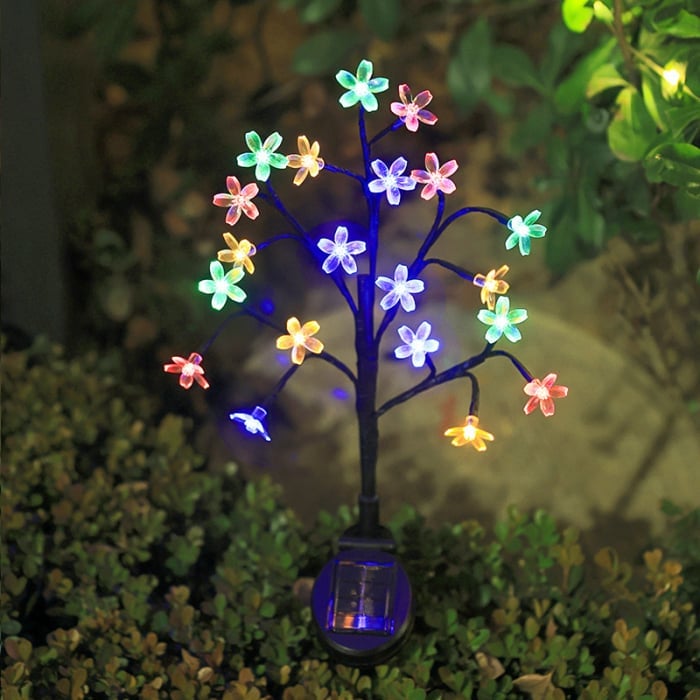 Set 2 Lampi Solare Decorative Ramura cu Flori LED, 65cm, IP66