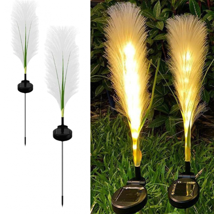 Set 2 Lampi Solare Decorative tip Iarba Pampas cu LED M374-22, 70cm, lumina calda, IP66