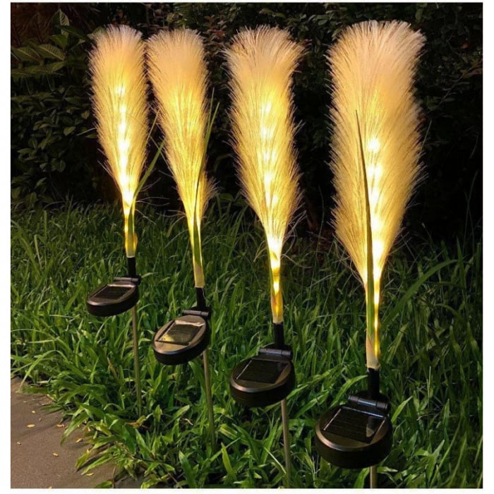 Set 2 Lampi Solare Decorative tip Iarba Pampas cu LED M374-22, 70cm, lumina calda, IP66
