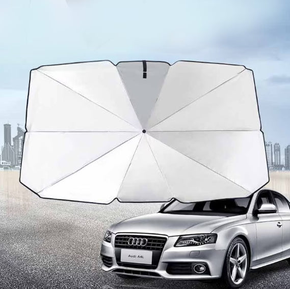 Set 2 Parasolare Auto Tip Umbrela pentru Parbriz, Protecție UV + Racire Instanta, 130x80 cm