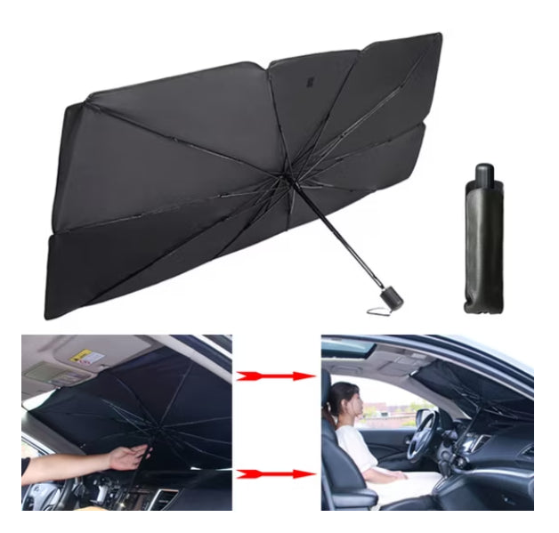 Set 2 Parasolare Auto Tip Umbrela pentru Parbriz, Protecție UV + Racire Instanta, 130x80 cm