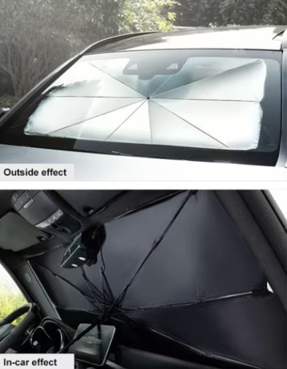 Set 2 Parasolare Auto Tip Umbrela pentru Parbriz, Protecție UV + Racire Instanta, 130x80 cm