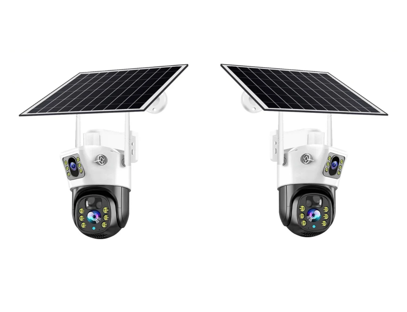 Set 2 x Cameră de Supraveghere Solară 4K HD 8MP, SIM  Senzor de Mișcare și Lentile Duble
