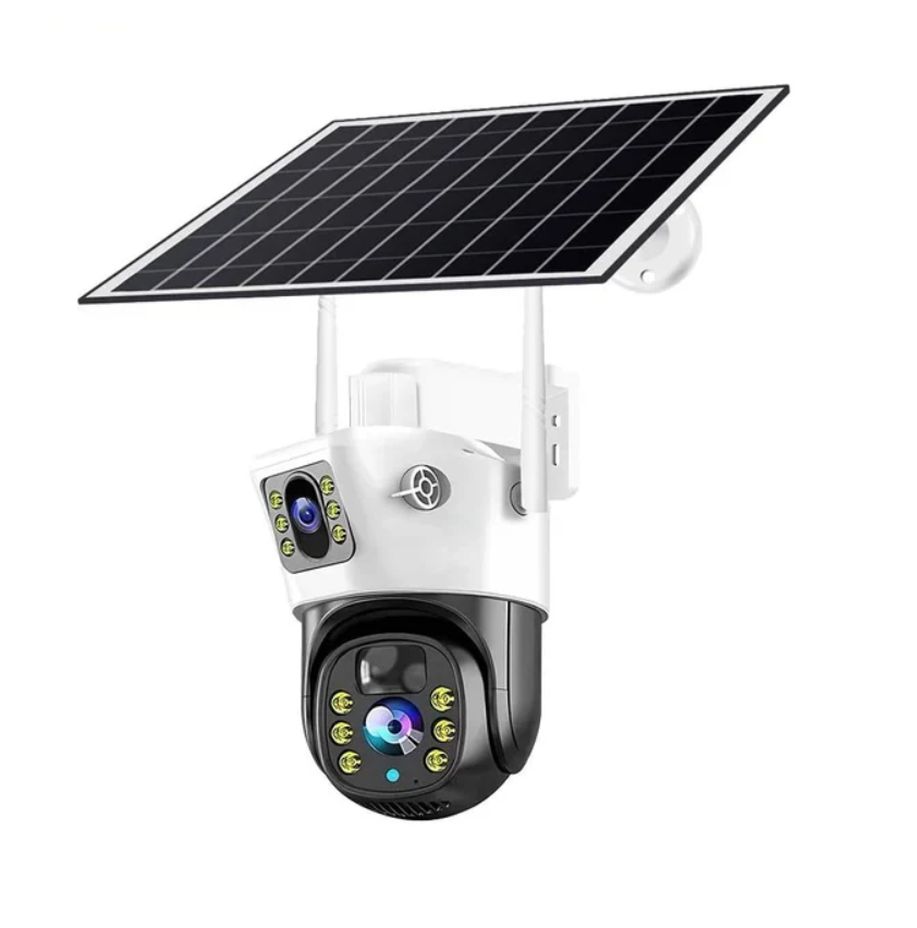 Set 2 x Cameră de Supraveghere Solară 4K HD 8MP, SIM  Senzor de Mișcare și Lentile Duble