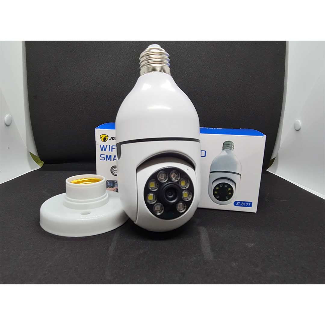 Set 2 x Cameră de Supraveghere Jortan 8177HJ Tip Bec, 360°, WiFi, HD, Vizionare Nocturnă, Alarme pe Mobil, Monitorizare Live pe Smartphone