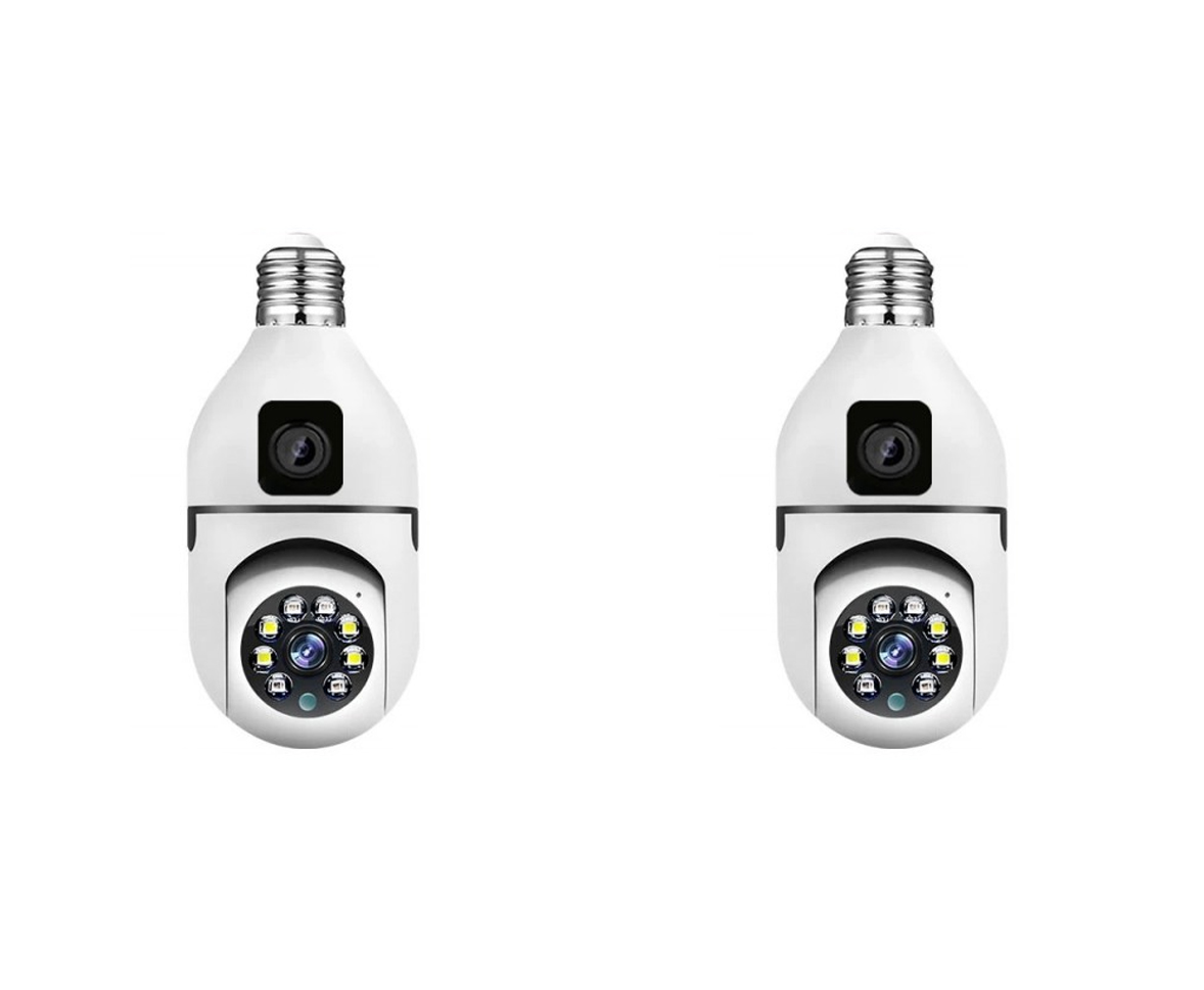 Set 2 x Jortan JTZ-9696PROB: Cameră Supraveghere Duală Tip Bec, HD, WiFi, Vedere 360° Full Color+ CADOU SURPRIZA