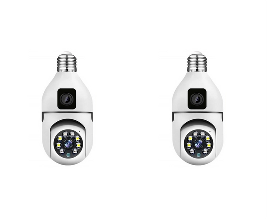 Set 2 x Jortan JTZ-9696PROB: Cameră Supraveghere Duală Tip Bec, HD, WiFi, Vedere 360° Full Color+ CADOU SURPRIZA