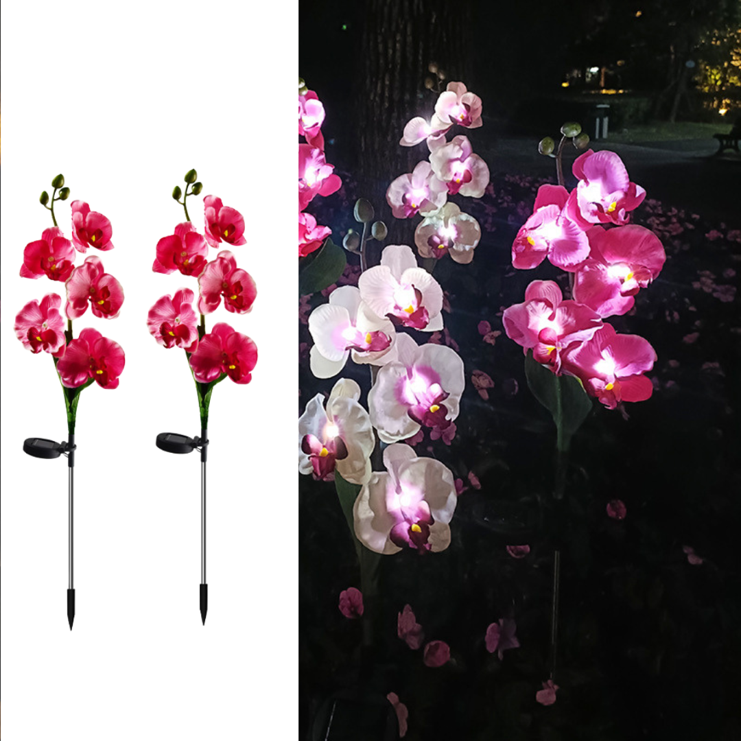 Set 2 x Lampi Solare Orhidee cu LED – Decor Romantic pentru Gradina, Tarus si Panou Solar