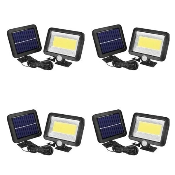 !Set 4 x Proiectoare Solare cu Panou Separat Si Senzor de Miscare 96 COB + Telecomanda +cadou SUrpriza