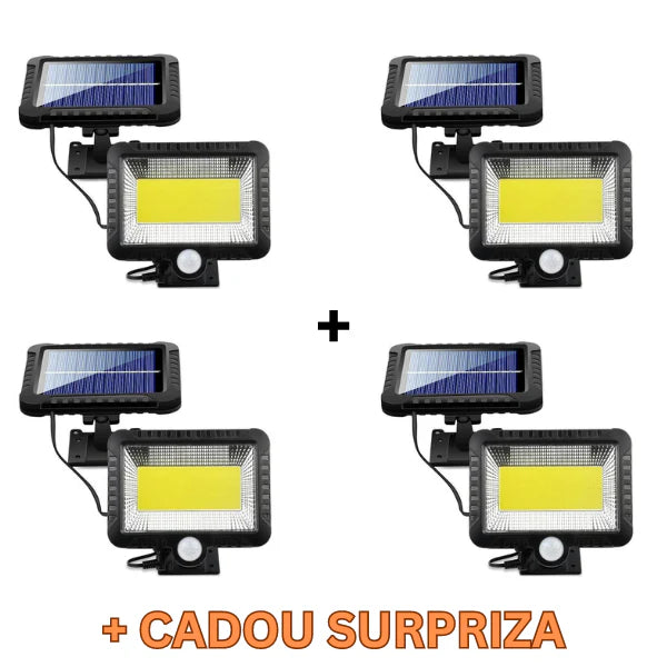 !Set 4 x Proiectoare Solare cu Panou Separat Si Senzor de Miscare 96 COB + Telecomanda +cadou SUrpriza