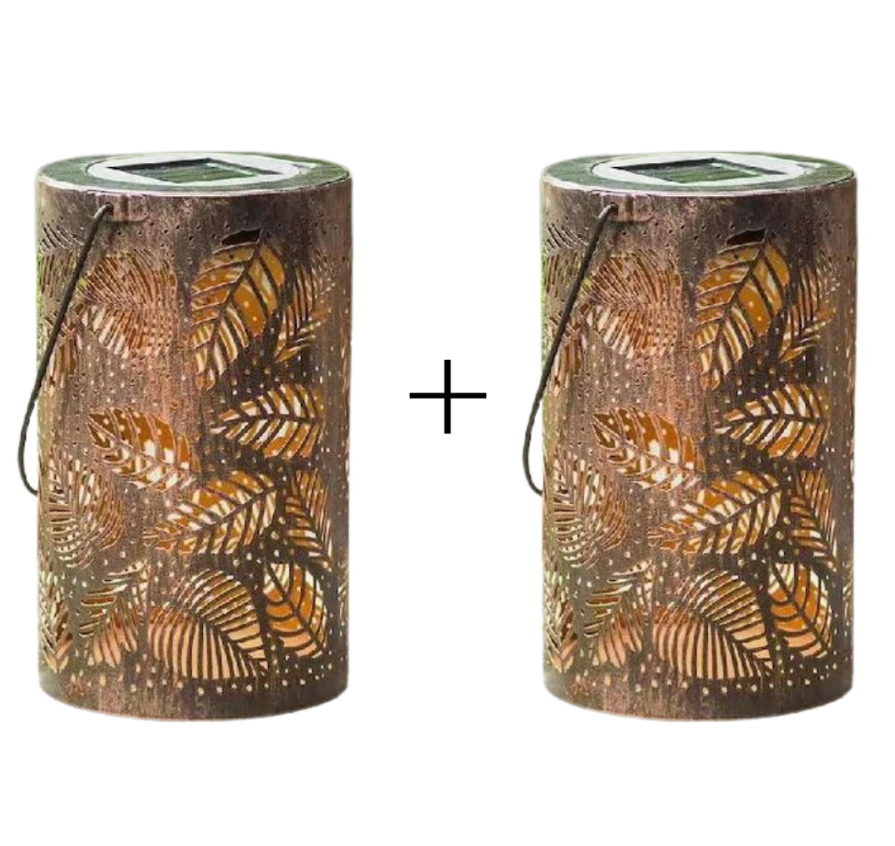 Set 2xFelinar Solar Elegant pentru Grădină cu LED-uri și Braț Agățător, din Fier, cu Senzor de Lumină