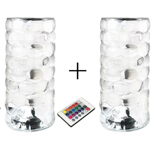 Set 2x Veioza - Lampă de Masă sau Noptiera cu Design Picătură de Apă , 16 Culori Schimbabile + Telecomanda