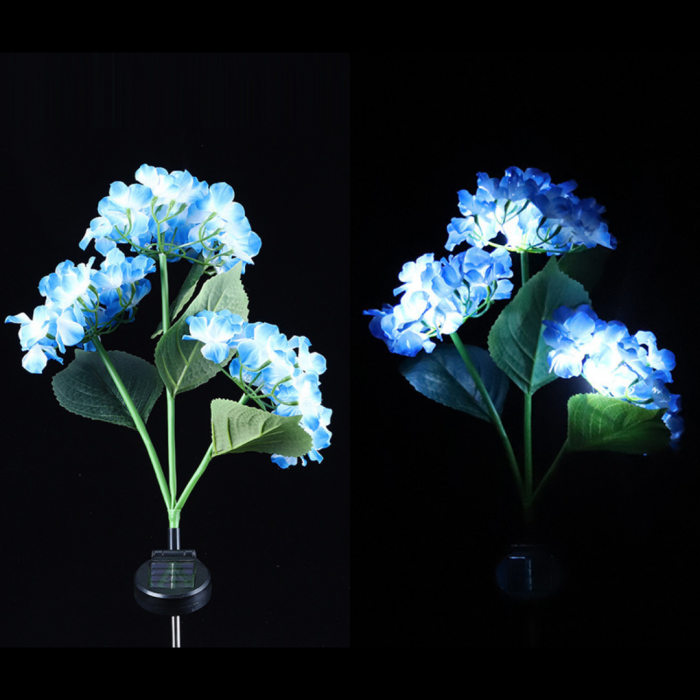 Set 2x Lampa Solara Decorativa Hortensie, 70cm, iluminare LED, IP66, panou solar integrat