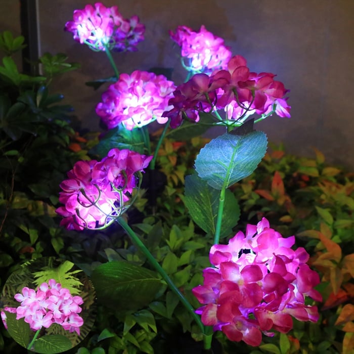 Set 2x Lampa Solara Decorativa Hortensie, 70cm, iluminare LED, IP66, panou solar integrat