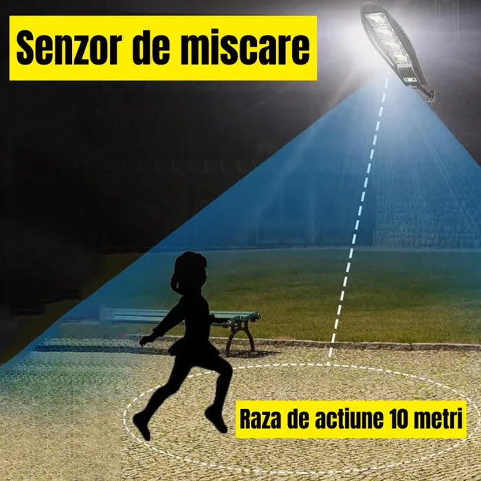 Set 2x Lampa Solara Stradala SKY 300W,  Senzor de miscare, Senzor de lumina cu Telecomanda + Cadou Surpriza