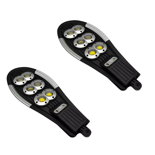 Set 2x Lampa Solara Jortan Stradala DualLED 300W 156 COB, Acumulatori 3600 mAh, Telecomanda, Panou Solar integrat