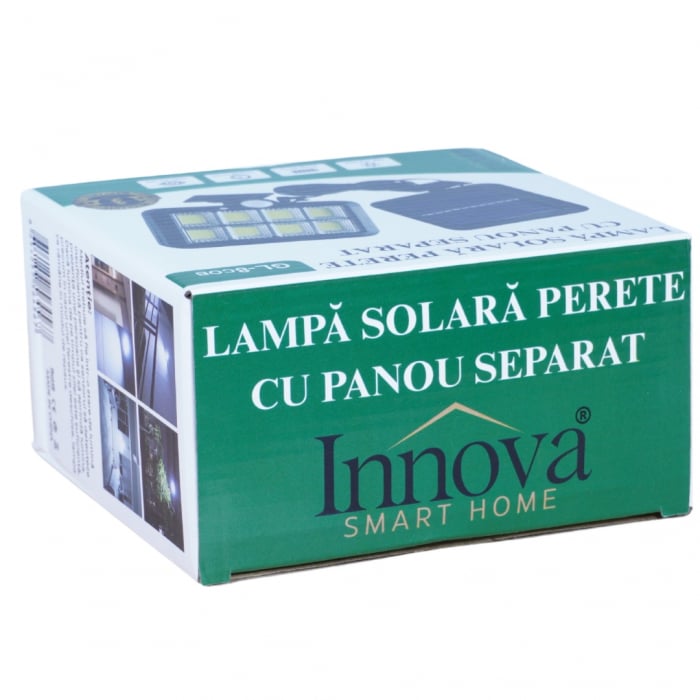 Set 4x Lampi Solare T9 INNOVA Smart Home, 160 LED COB, 8 Cadrane, Senzor Miscare, Panou Detașabil, IP66 + Telecomandă, Cadou + Garanție 3 Ani