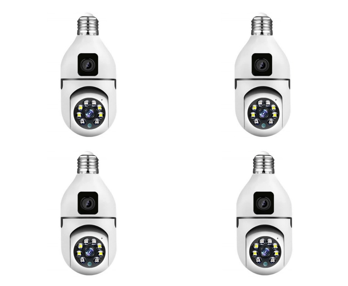 Set 4 x Jortan JTZ-9696PROB: Cameră Supraveghere Duală Tip Bec, HD, WiFi, Vedere 360° Full Color + CADOU SURPRIZA