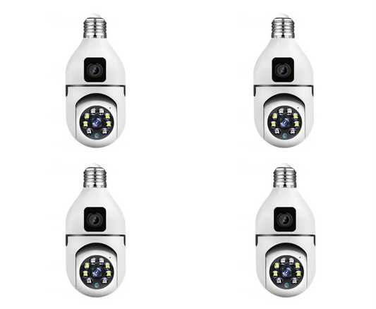 Set 4 x Jortan JTZ-9696PROB: Cameră Supraveghere Duală Tip Bec, HD, WiFi, Vedere 360° Full Color + CADOU SURPRIZA