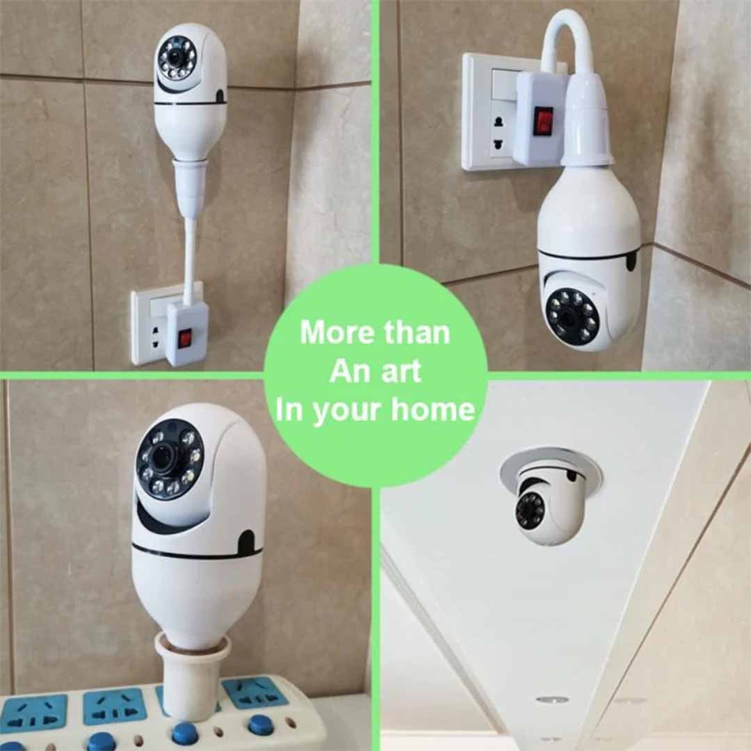 Set 4 x Cameră de Supraveghere Jortan 8177HJ Tip Bec, 360°, WiFi, HD, Vizionare Nocturnă, Alarme pe Mobil, Monitorizare Live pe Smartphone