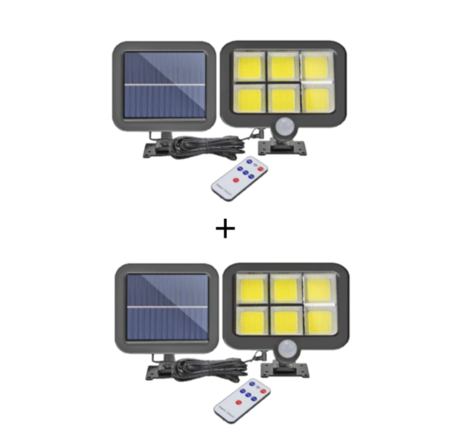 Set 2 x Proiectoare Solare cu Panou Separat Si Senzor de Miscare 96 COB + Telecomanda +cadou surpriza