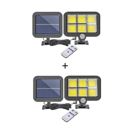 Set 2 x Proiectoare Solare cu Panou Separat Si Senzor de Miscare 96 COB + Telecomanda +cadou surpriza