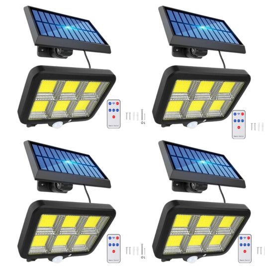 !Set 4 x Proiectoare Solare cu Panou Separat Si Senzor de Miscare 96 COB + Telecomanda +cadou SUrpriza