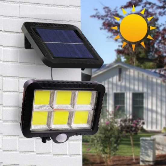 !Set 4 x Proiectoare Solare cu Panou Separat Si Senzor de Miscare 96 COB + Telecomanda +cadou SUrpriza