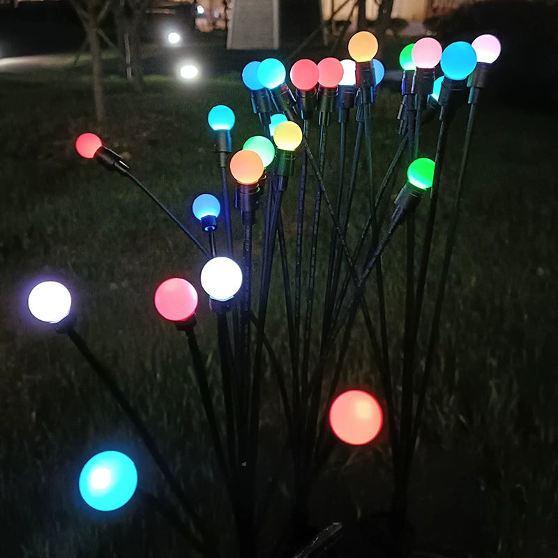 Black Friday - Set de 2 Lămpi Solare de Grădină cu Licurici Multicolor/Alb Cald – Eleganță și Magie în Spațiul Exterior