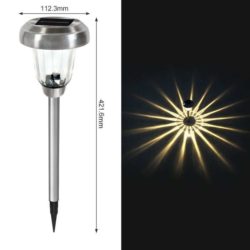 Set de 4 Lămpi Solare Decorative din Sticlă și Inox Proiectie Soare– Iluminare Caldă și Elegantă pentru Grădină