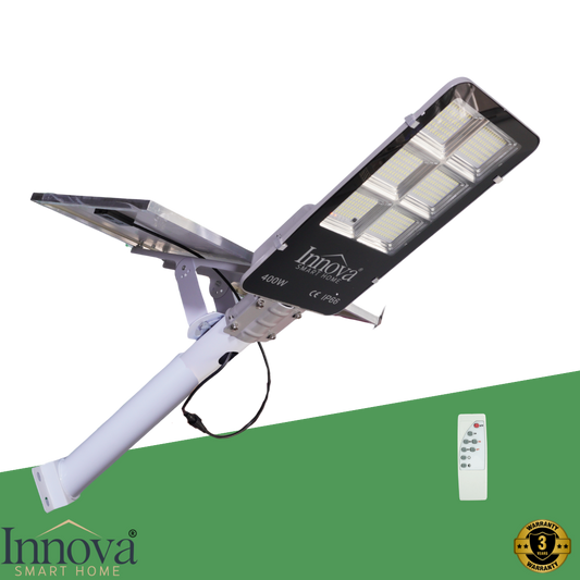 Lampa solara stradala INNOVA 400W cu senzor de lumina si panou separat, IP66